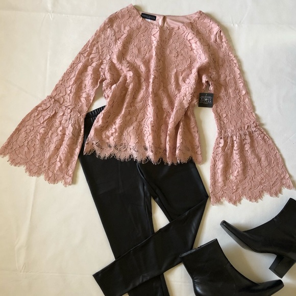 Simply Styled Tops - SIMPLY STYLED Lace Bell Long Sleeves Blouse